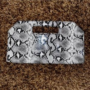 Express Snake Print Clutch Purse Black and White